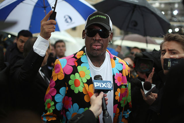 Dennis Rodman in a suit that's possibly from the late 60s