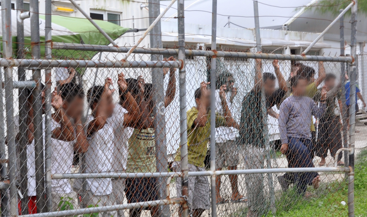 Detainees at the Manus Island camp in 2014