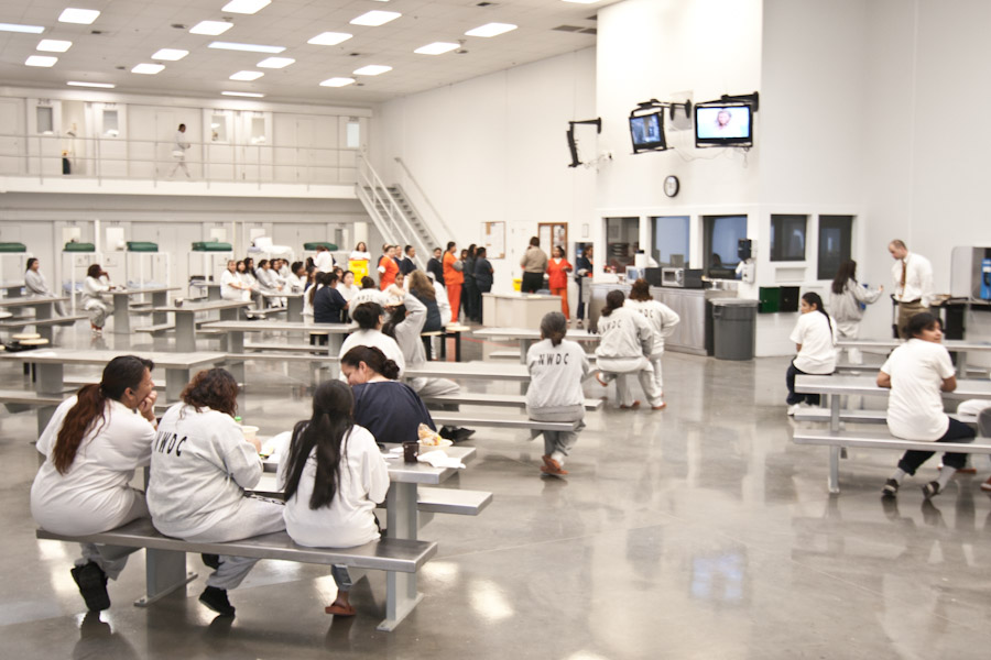 Detainees inside the women's wing of the Northwest Detention Center in Tacoma