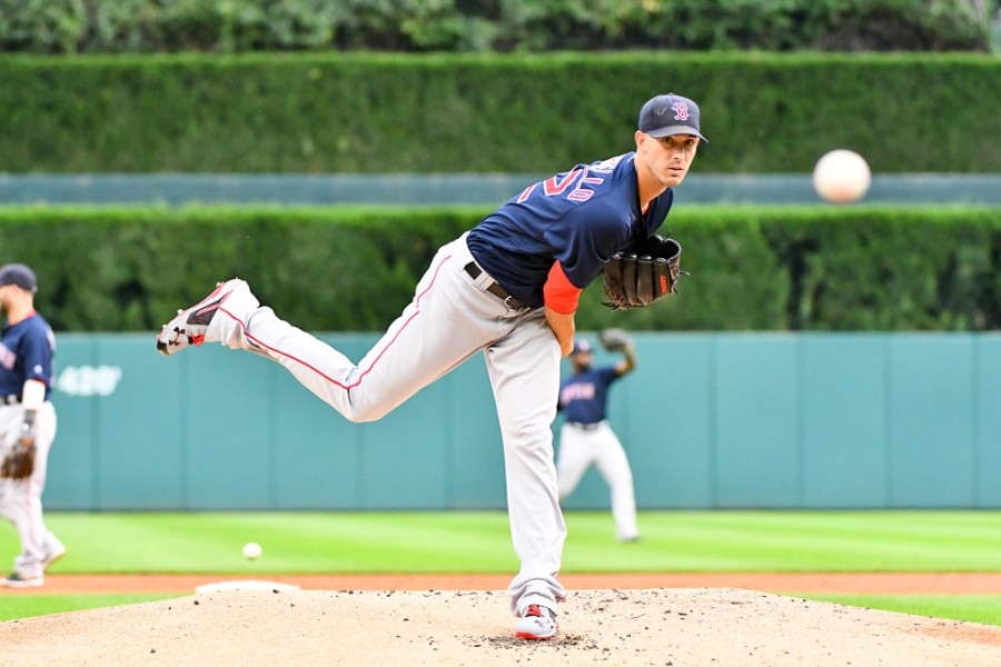 Boston Red Sox starting pitcher Rick Porcello warms up prior to the first inning during the game on Friday evening Comerica Park Detroit Michigan