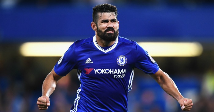 Diego Costa Striker celebrates Chelsea winner