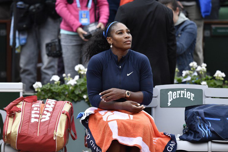 US player Serena Williams looks on after losing her women's final match against Spain's Garbine Muguruza at the Roland Garros 2016 French Tennis Open in Paris