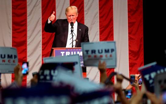 Donald Trump addresses supporters in Fairfield Connecticut