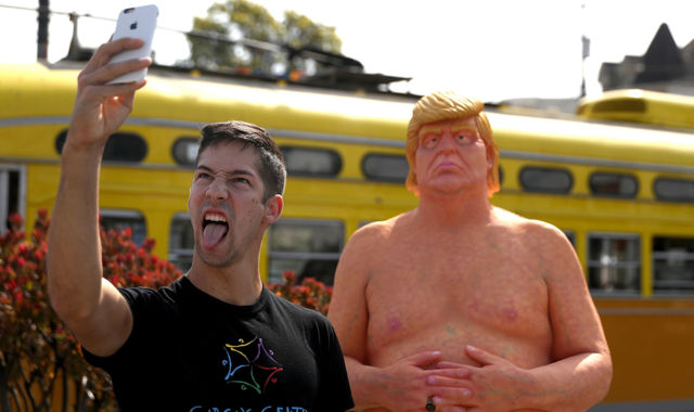 Donald's Rump Many Laugh At Naked Statues Of Republican Candidate