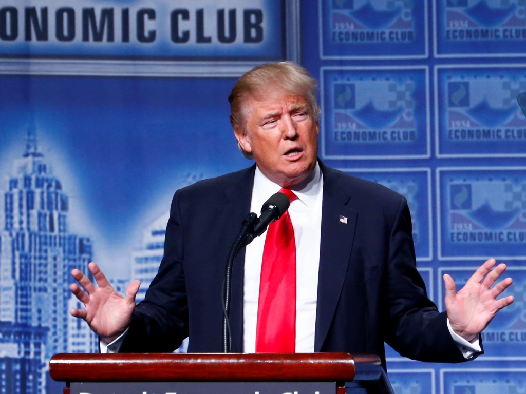 Donald Trump at a speech in Detroit.   REUTERS  Eric Thayer