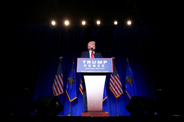 Republican U.S. Presidential nominee Donald Trump attends campaign event at the KI Convention Center in Green Bay Wisconsin