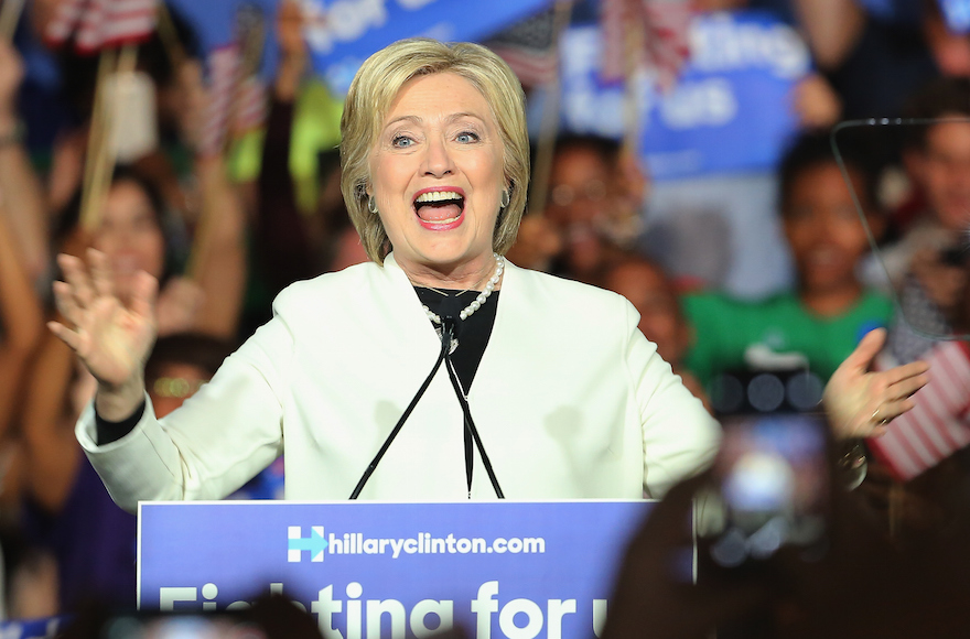 Hillary Clinton speaking during her Super Tuesday evening gathering at Stage One at Ice Palace Studios in Miami Florida