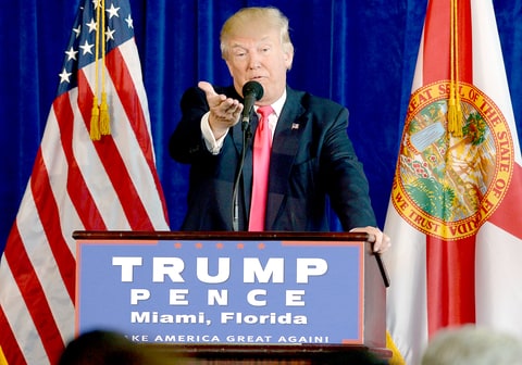 Donald Trump holds a press conference at Trump National Doral