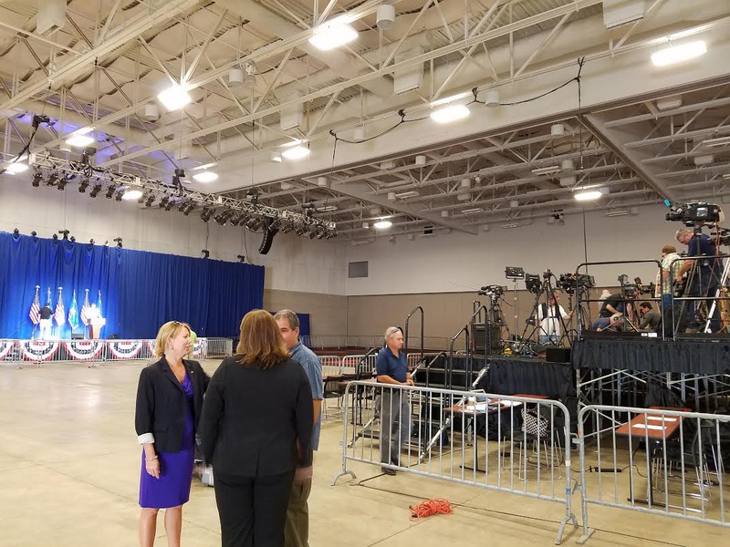 The KI Convention Center in downtown Green Bay is setting up to host a rally for Republican presidential nominee Donald Trump and his running mate Mike Pence on Friday