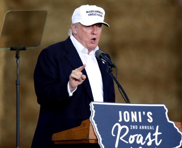 Donald Trump speaks at Iowa Senator Joni Ernst's Roast and Ride at the Iowa State Fairgrounds