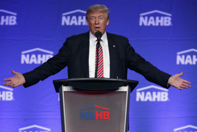 Donald Trump speaks to the National Association of Home Builders