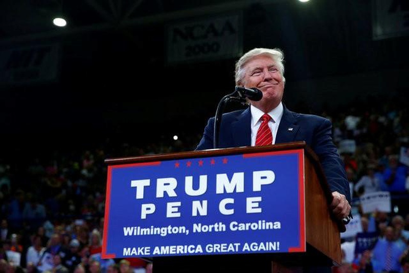 Donald Trump speaks to the Trask Coliseum at University of North Carolina in Wilmington North Carolina. REUTERS  ERIC THAYER