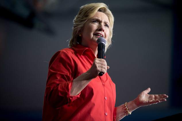 Democratic presidential candidate Hillary Clinton speaks at an event at East High School in Youngstown Ohio Saturday