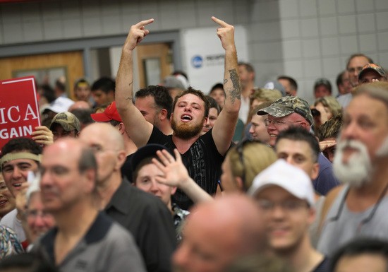 Donald Trump supporters at rally really doing everything they can to NOT broaden their candidate's base of support