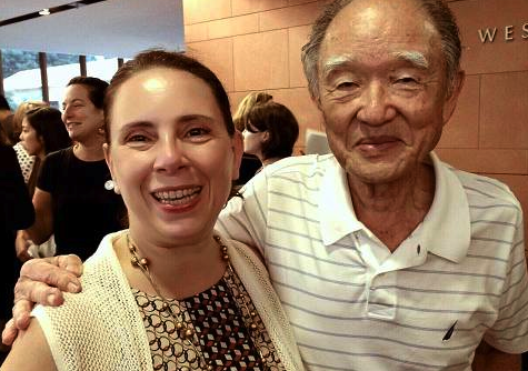 Dr. Gloria Montebruno Saller with atomic bomb survivor Junji Sarashina