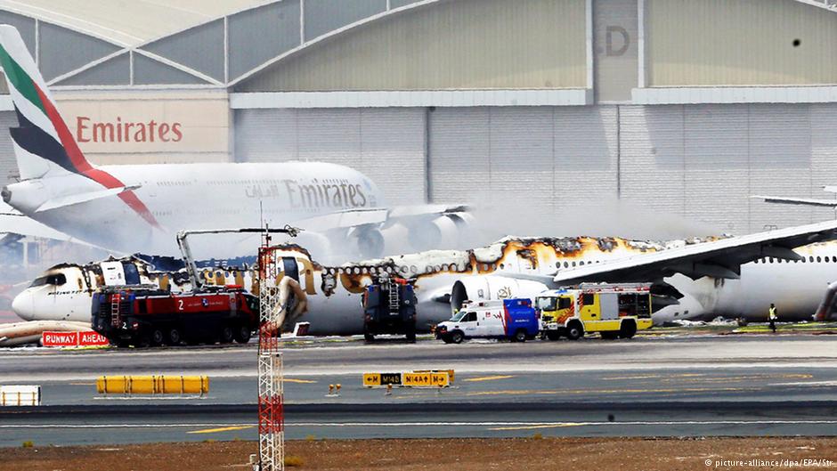 Emirates flight catches fire in Dubai