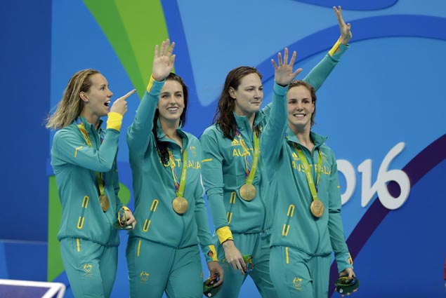 Australia sets new Olympic record in winning women’s 4x100-meter freestyle relay gold