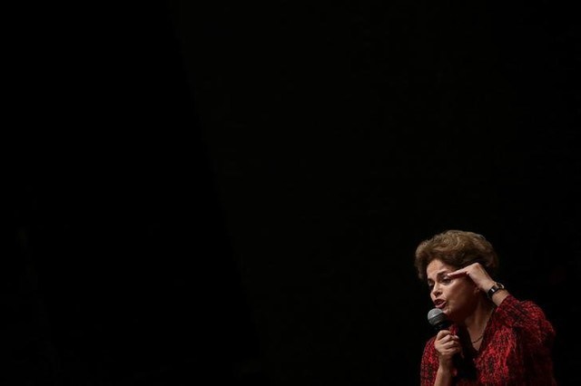 Brazil's suspended President Dilma Rousseff speaks during a meeting with people from pro-democracy movements in Brasilia Brazil