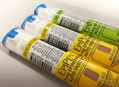 EpiPen auto-injection epinephrine pens manufactured by Mylan NV pharmaceutical company for use by severe allergy sufferers are seen in Washington