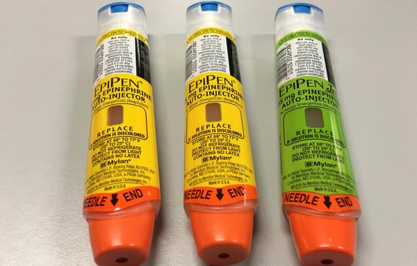 EpiPen auto-injection epinephrine pens manufactured by Mylan NV pharmaceutical company are seen in Washington