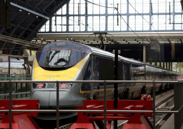 A Eurostar train waits at St Pancras international station in London Britain