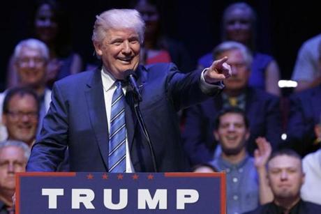 Republican presidential candidate Donald Trump speaks during a campaign rally at Merrill Auditorium Thursday Aug. 4 2016 in Portland Maine