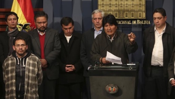 Evo Morales gives a press conference on Friday in La Paz Bolivia