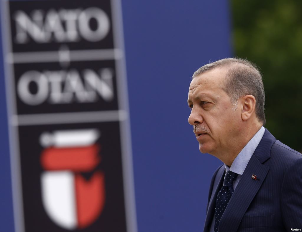 FILE- Turkey's President Tayyip Erdogan arrives for the NATO Summit in Warsaw Poland