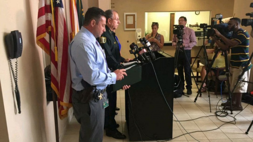 Martin County Sheriff William Snyder updates the media on the double homicide involving Austin Harrouff 19 who killed a couple and then bit the victim's face. Harrouff was taken to St. Mary's Medical Center in Florida. He was reported in stabl