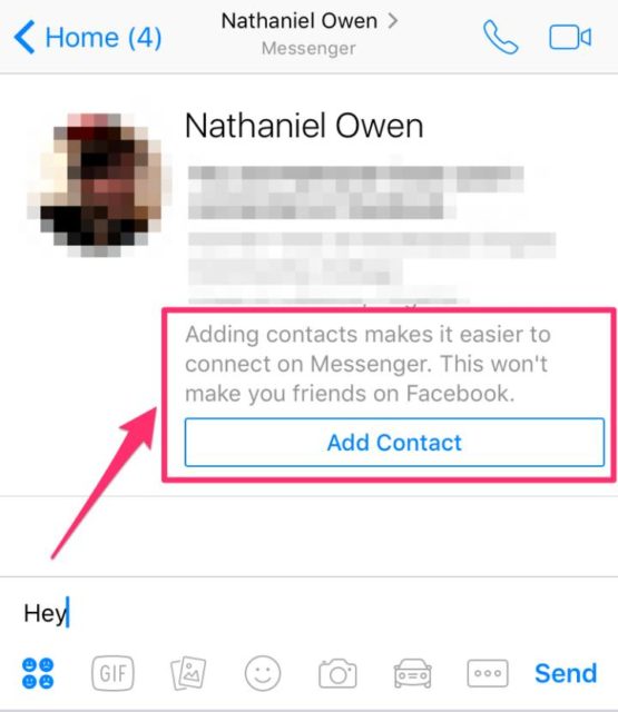 Facebook Messenger Is Testing “Add Contact” Request