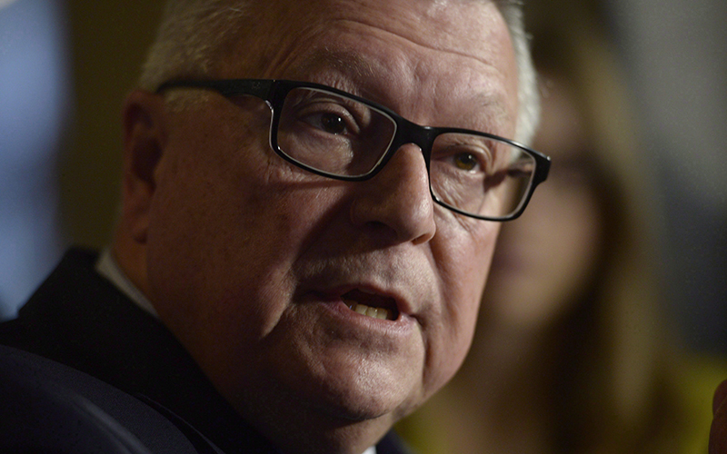 Public Safety Minister Ralph Goodale speaks to the media in the House of Commons foyer on Parliament Hill in Ottawa in