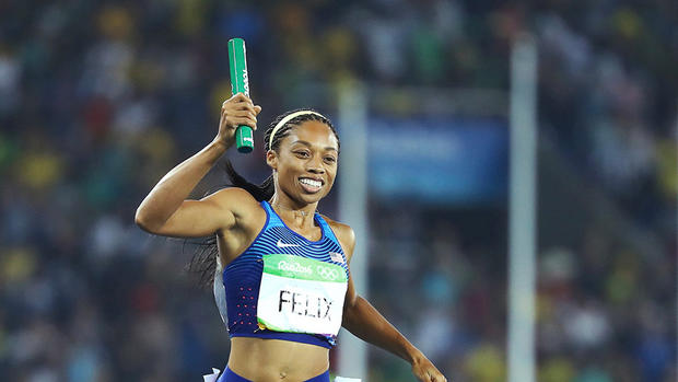 USA 4x100m relay team race around Rio Olympics track by themselves