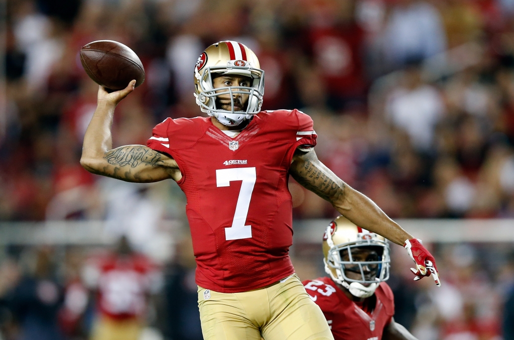 SANTA CLARA CA- OCTOBER 22 Colin Kaepernick #7 of the San Francisco 49ers in action against the Seattle Seahawks at Levi's Stadium