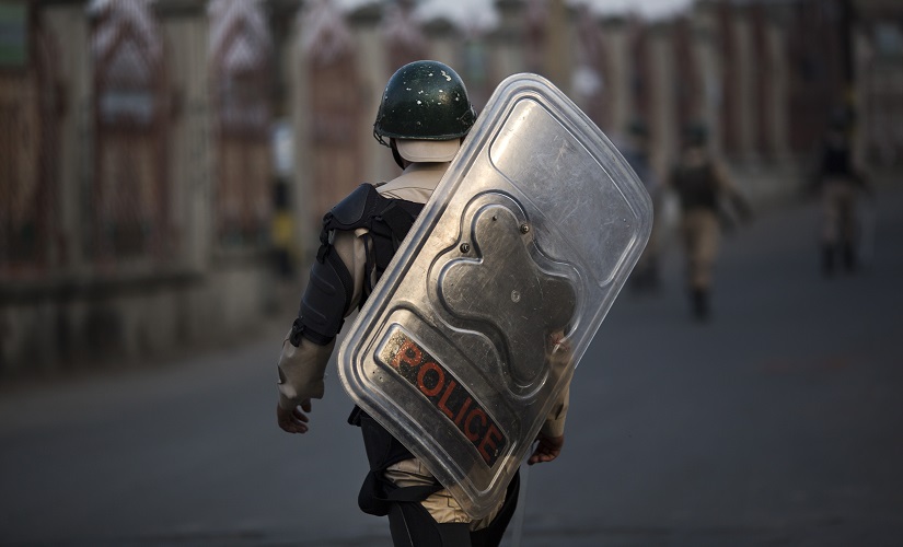 File image of Indian paramilitary soldiers deployed during curfew hours in Srinagar. AP