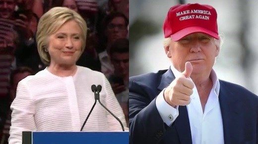 File images taken from campaign ads for Hillary Clinton and Donald Trump