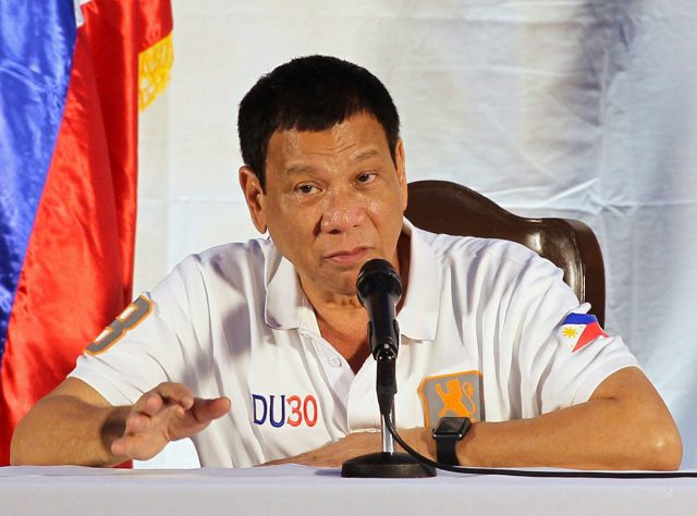 Filipino president Rodrigo Duterte at a press conference in Davao City Philippines