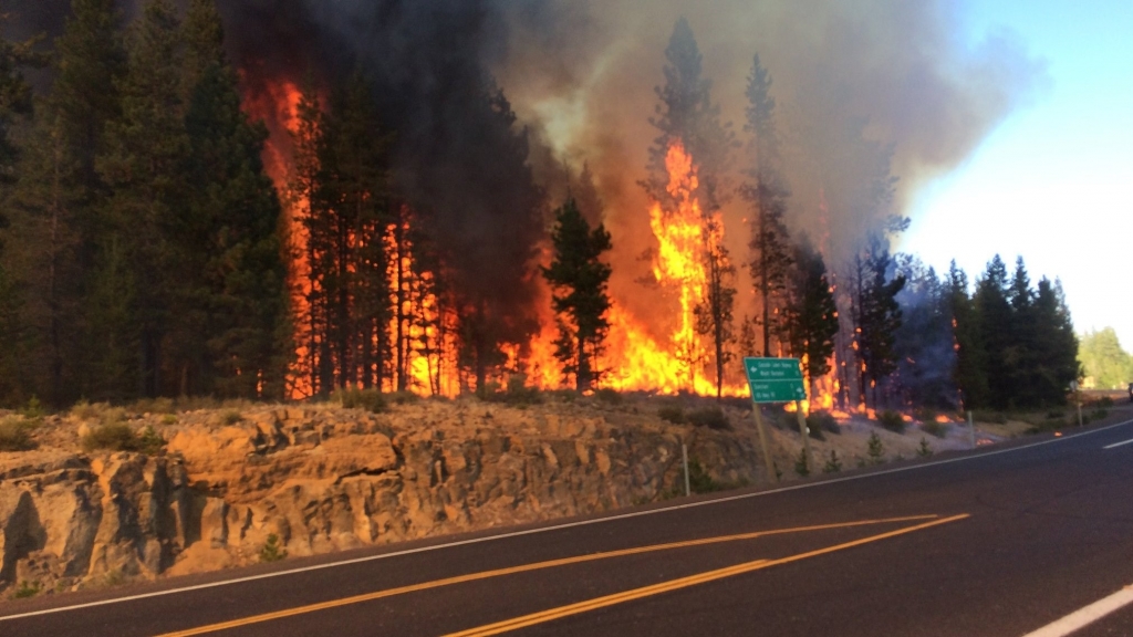 Fire burning west of Sunriver