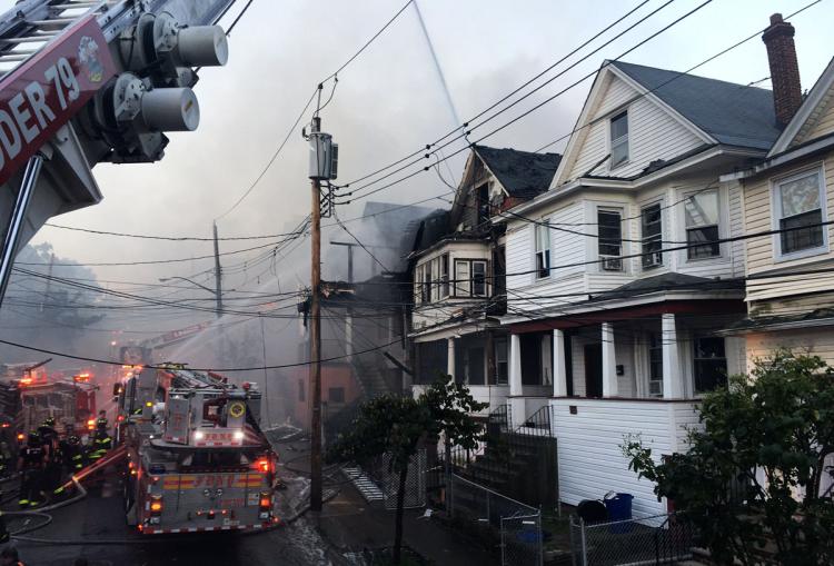 Firefighers battle Thursday's blaze in Staten Island