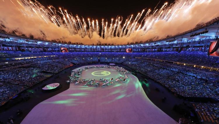 Fireworks are seen over Maracana Stadium during the opening ceremony Friday