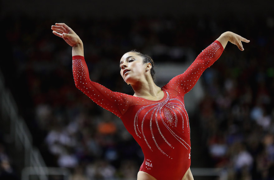 SAN JOSE CA- JULY 10 Alexandra Raisman competes in the floor exercise during Day 2 of the 2016 U.S. Women's Gymnastics Olympic Trials at SAP Center