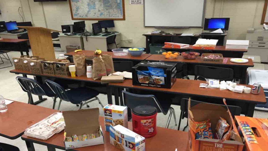 Food coffee brough to police as a thank you from the