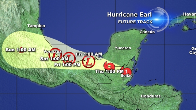 Forecast cone for Hurricane Earl on 8/4 at 5 a.m