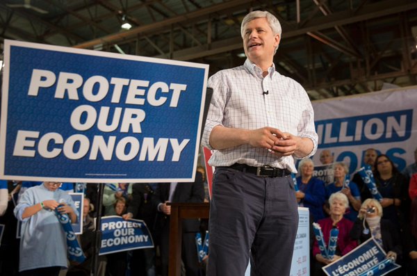 Former Canadian Prime Minister Stephen Harper on a campaign stop last fall