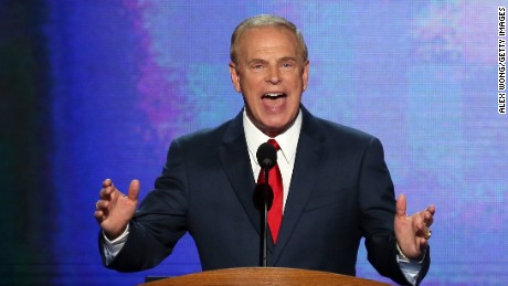 Former Ohio Gov. Ted Strickland speaks during day one of the Democratic National Convention