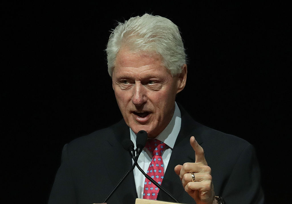 Former U.S. President Bill Clinton speaks on behalf of his wife Hillary in Las Vegas