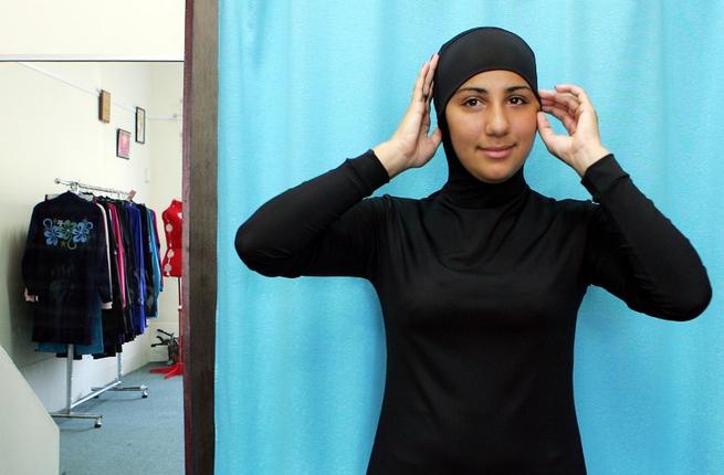 12 2007 shows Australian model Mecca Laalaa wearing an Islamic swimsuit by Muslim fashion designer Aheda Zanetti at the Islamic Sport & Swimwear shop in Sydney