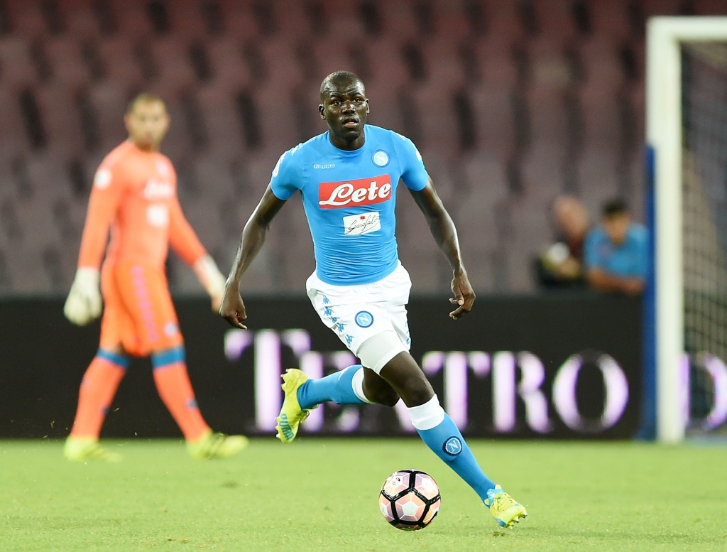 NAPLES ITALY- AUGUST 01 Kalidou Koulibaly of Napoli in action during the pre-season friendly match between SSC Napoli and OGC Nice at Stadio San Paolo