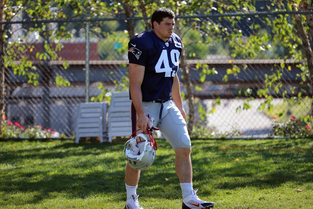 New England Patriots linebacker James Morris during New England Patriots training camp