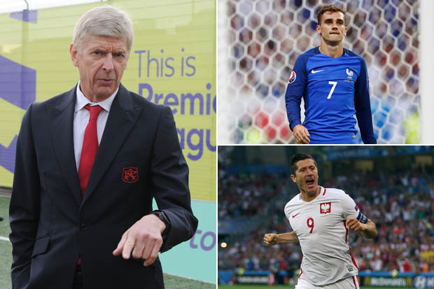 Arsene Wenger Antoine Griezmann and Robert Lewandowski