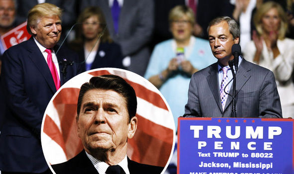 GETTYOutgoing Ukip leader Nigel Farage compared Donald Trump to Ronald Reagan